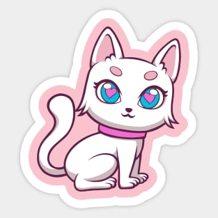 cute white cat female Sticker